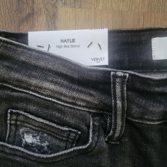 Vervet Haylie Camo Print Cuffed Ankle Skinny Jeans- 27/5 Black - Picture 4 of 5